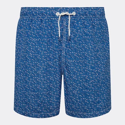 Blue All Over Print Swim Shorts