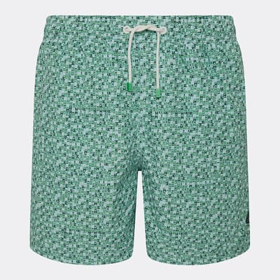 Green All Over Print Swim Shorts