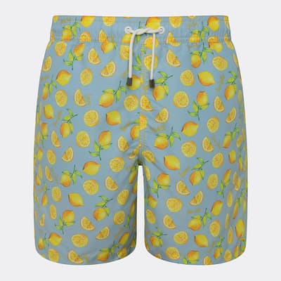 Yellow Lemon Print Swim Shorts