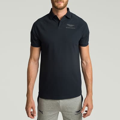 Black AMR Small Logo Cotton Blend Polo Shirt