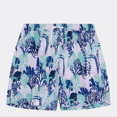 Purple Coral Print Swim Shorts