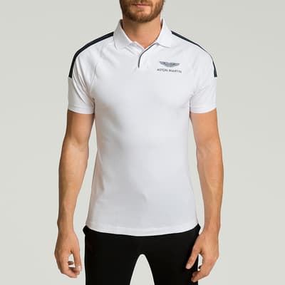 White AMR Small Logo Cotton Blend Polo Shirt
