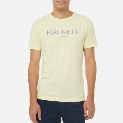 Pale Yellow Chest Logo Cotton T-Shirt