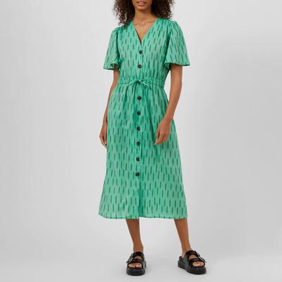 Green Printed Cotton Midi Dress