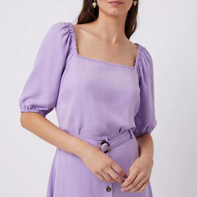 Violet Square Neck Simple Top