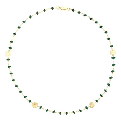 18K Gold Emerald Disc Necklace