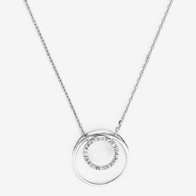Silver Interlinked Circle Pendant Necklace