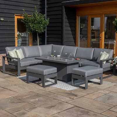SAVE £700 - Amalfi Large Corner Group With Fire Pit Table , Grey