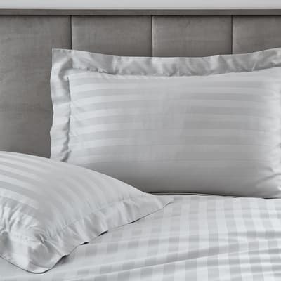 400TCPair of  Satin Stripe Oxford Pillowcases, Silver