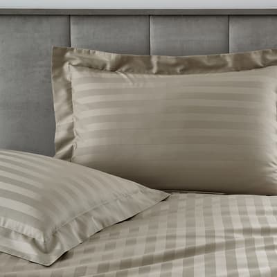 400TC Pair of Satin Stripe Oxford Pillowcases, Taupe