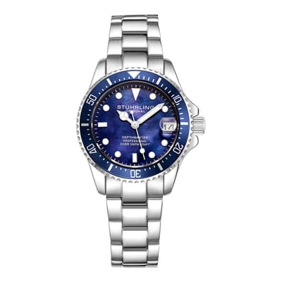 Women's Silver/Dark Blue Diver Dial Watch