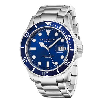 Men's Silver/Blue Stainless Steel Bracelet