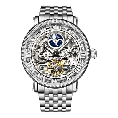 Men's Silver/Black Automatic Bracelet Watch