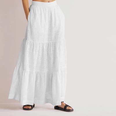 White Hazel Broderie Maxi Skirt