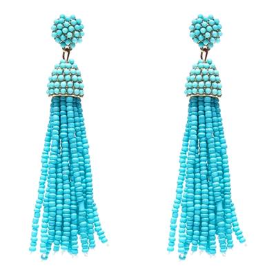 18K Gold Turquoise Tassle Earrings