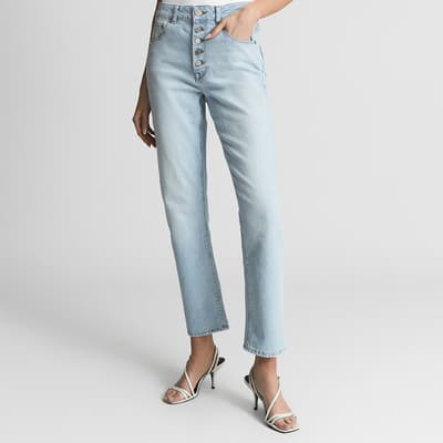 Pale Blue Bailey High-Rise Straight Leg Stretch Jeans