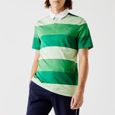 Green/White Thick Stripe Polo Shirt
