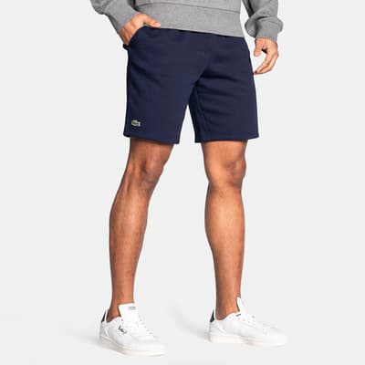 Navy Cotton Blend Drawstring Shorts