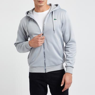 Grey Branded Tape Zipped Hoodie