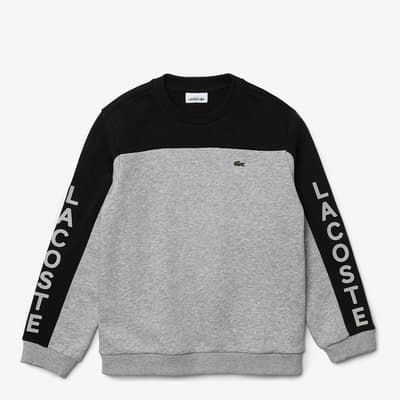 Teen Boy's Grey Contrast Sleeves Cotton Blend Sweatshirt