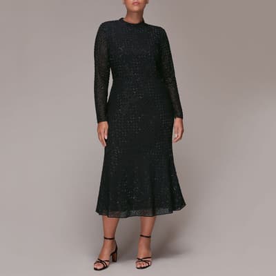 Black Beaded Midi Dress