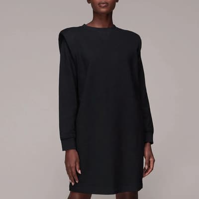 Black Shoulder Detail Cotton Dress