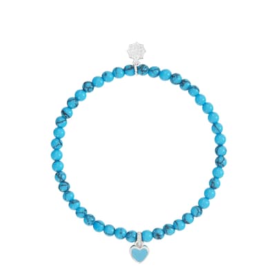Blue Silver Turquoise Charm Bracelet