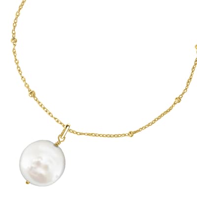 Gold White Biwa Pearl Pendant
