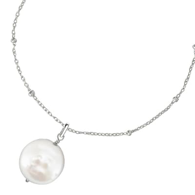 Silver White Biwa Pearl Pendant