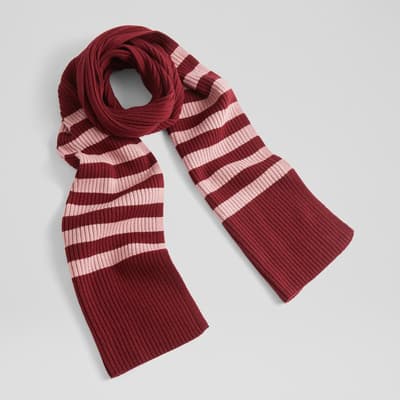 Burgundy Lucy Stripe Ribbed Knit Scarf