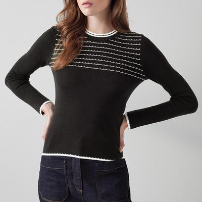 Black Striped Donna Wool Jumper