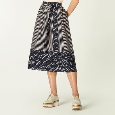 Navy Smith Cotton Silk Blend Skirt