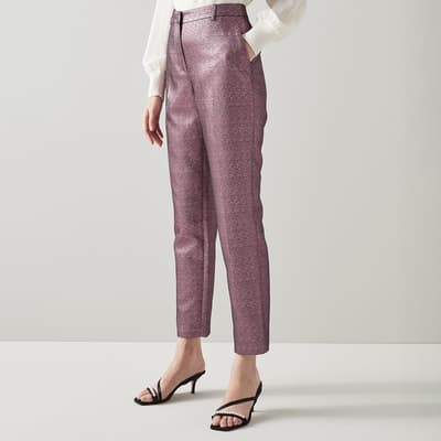 Pink Metallic Issy Cotton Blend Trousers