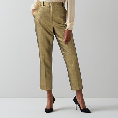 Gold Metallic Issy Cotton Blend Trousers