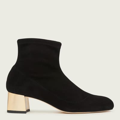 Black Stretch Suede Grace Ankle Boots