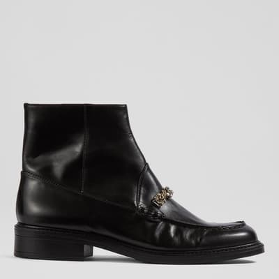 Black Leather Kora Ankle Boots