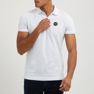White Patch Logo Cotton Polo Shirt