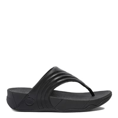 Black Walkstar Leather Toe-Post Sandals