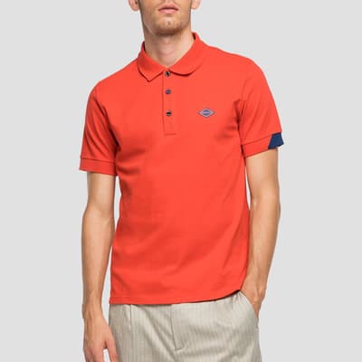 Red Pique Stretch Cotton Polo Shirt