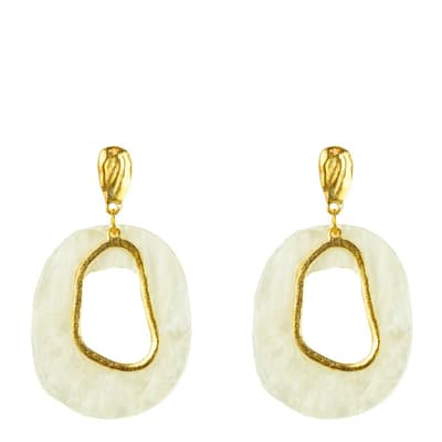 18K Gold White Shell Earrings