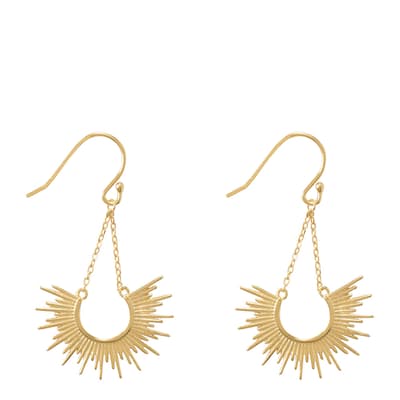 18K Gold Sunburst Drop Earrings