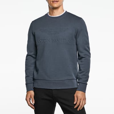 Blue Embossed Cotton Sweatshirt