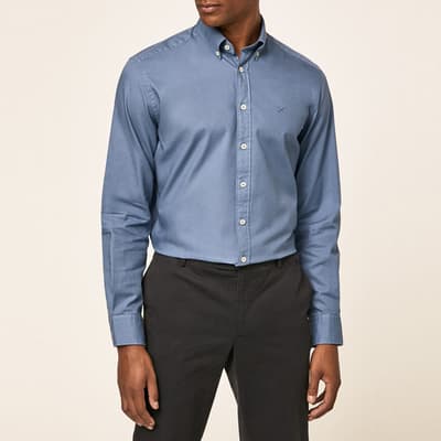 Blue Garment Dyed Oxford Cotton Shirt