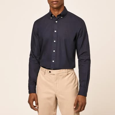 Navy Garment Dyed Oxford Cotton Shirt