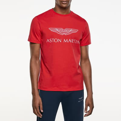 Red AMR Chest Logo Cotton T-Shirt