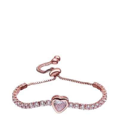 18K Rose Gold Heart Adjustable Tennis Bracelet