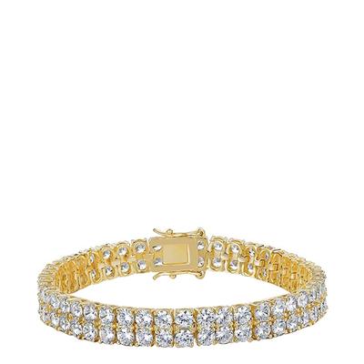 18K Gold Double Row Cz Bracelet