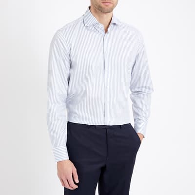 Light Blue Striped Long Sleeve Cotton Shirt