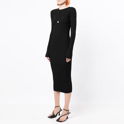 Black Ribbed Midi Dress