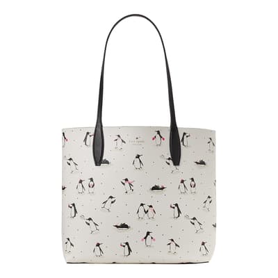 Multicolour Other Festive Penguin Printed Large Reversible Tote Bag